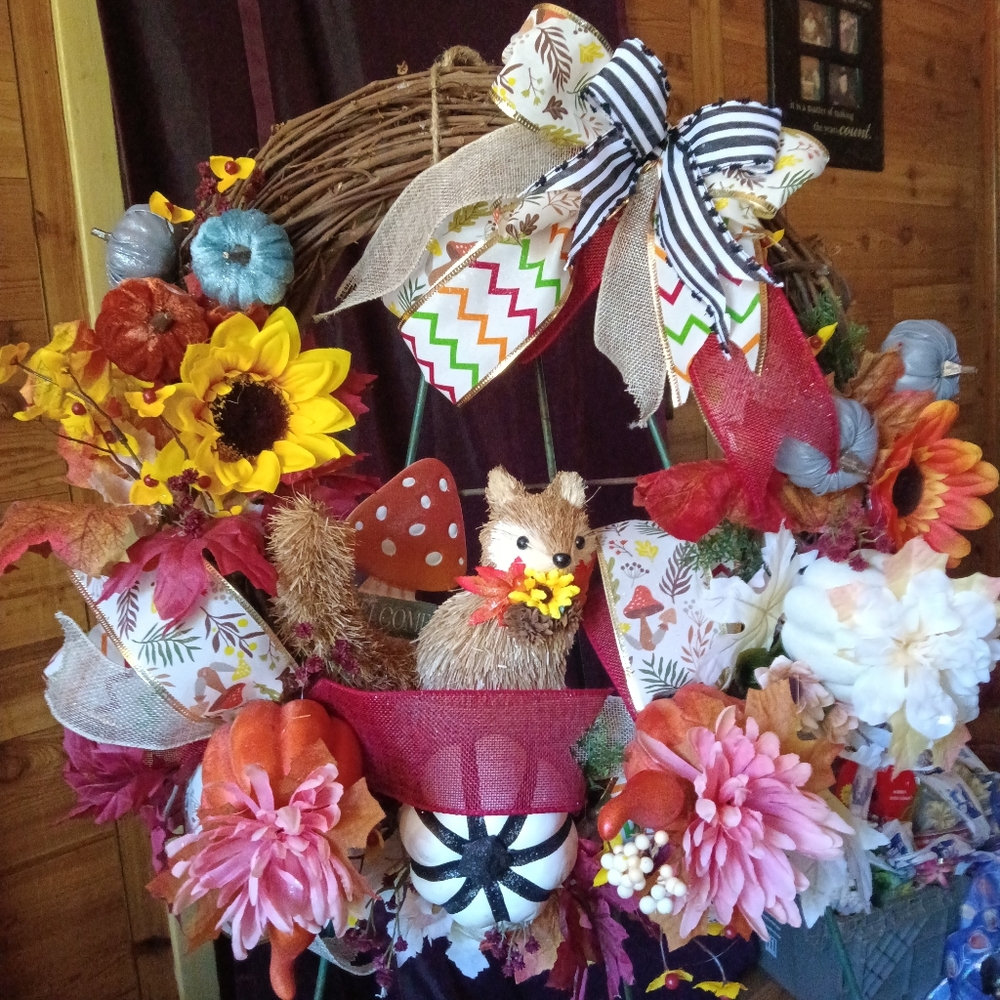 Fall fox grapevine wreath